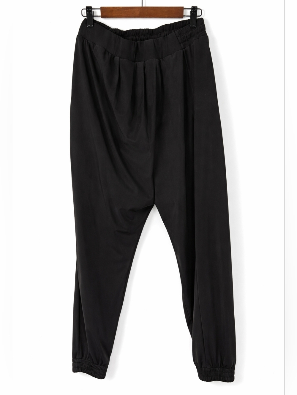 Lorna Jane Black Jersey Pleated Drape Jogger Pants Size M